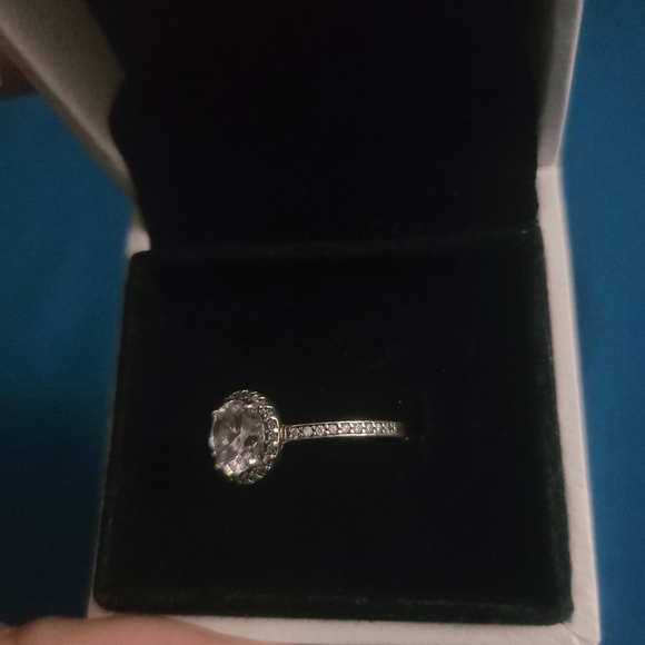 Pandora Sterling Silver CubicZirconia Round Halo Sparkle Promise Engagement Ring - Picture 5 of 6